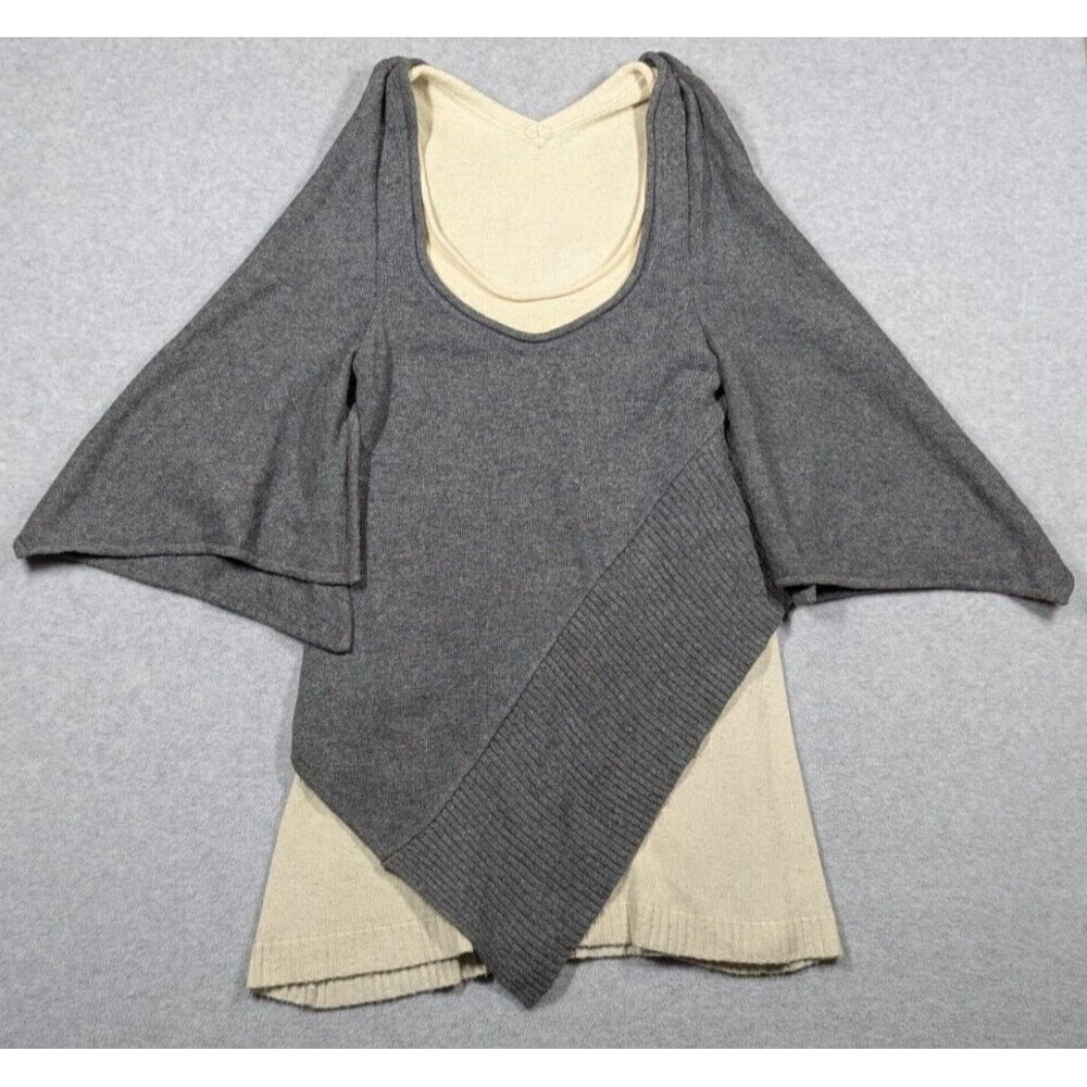 Moyuru Women Sweater One‎ Size Wool Bld Layered Flowy Sleeveless Rib Knit Thick
